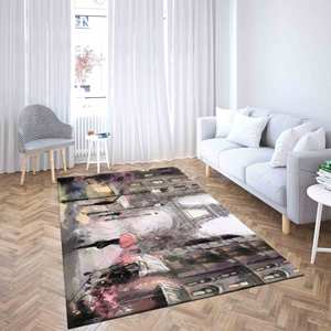 Tapis imprimé : Paysage moderne 3D avec motif de peinture de la Tour Eiffel, tapis à poils doux - Product Image 2