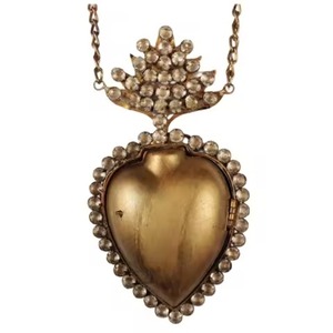 Cœur sacré en métal fini argent antique Sunburst suspendu Milagros Cœur sacré pour décoration murale Cadeau et décor catholique - Product Image 4