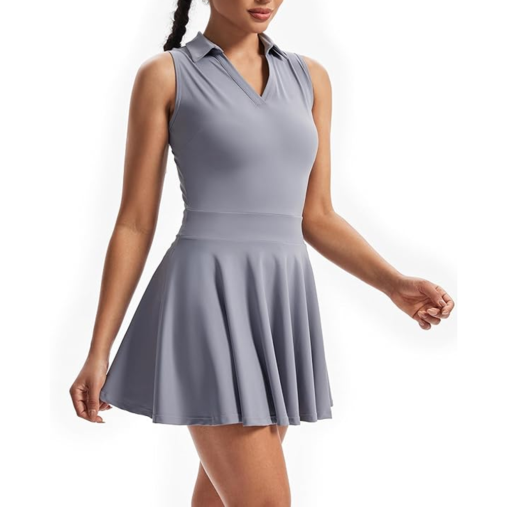 knee length sports dress vastwit Women Tennis Dresses Side Split Above Knee Length Sports Dress Golf  Workout Athletic Costume Black S