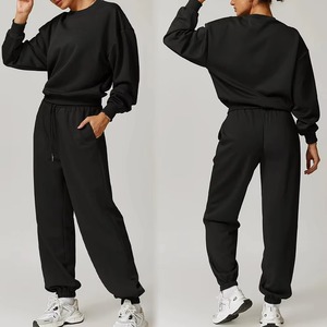 ชุดออกกำลังกายแขนยาว2ชิ้นสำหรับผู้หญิงชุดออกกำลังกายในเลานจ์เสื้อแขนยาวออกแบบได้ตามต้องการสำหรับฤดูใบไม้ร่วงฤดูหนาว - Product Image 5