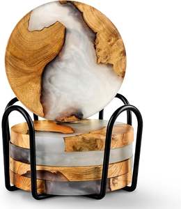 Ensemble de sous-verres en bois élégants, écologiques et durables pour la protection des boissons chaudes/froides, décoration moderne pour la maison/restaurant, S Sons Exports - Product Image 1