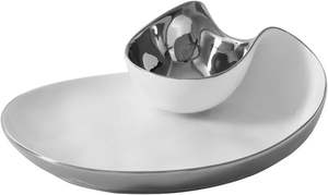 Plateau de service divisé en forme de feuille en aluminium de vente chaude plateau en métal artistique à double section pour les collations et les apéritifs - Product Image 6