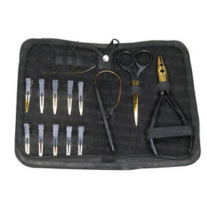 Kit d'outils d'extension de cheveux en acier inoxydable or noir de haute qualité en gros pour le matériel métallique de travail de salon - Product Image 1