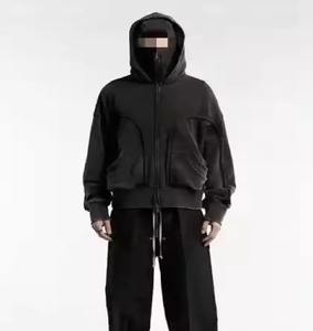 Sweat à capuche pour homme Gangster Logo personnalisé brodé Double capuche Double couche fermeture éclair Full Zip Plus Size Balaclava Hoodie - Product Image 6