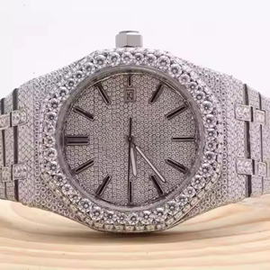 Top marque VVS incolore Moissanite montre mécanique pour femmes personnalisé glacé rond Design Antique en acier inoxydable mouvement à Quartz - Product Image 2