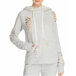 Sweat à capuche en coton personnalisé de haute qualité pull d'hiver respirant avec logo surdimensionné à coupe avant motif solide longue longueur - Product Image 5