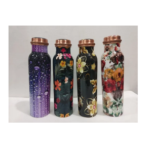 Botella de agua de cobre impresa A prueba de fugas y vasos directos Botella de agua de cobre puro 100% Artesanías de lujo - Product Image 3