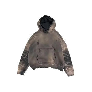Sudadera con capucha desgastada para hombre de peso pesado estilo Street Wear Venta caliente Diseño de tendencia Sudadera con capucha desgastada de secado rápido - Product Image 2