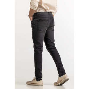 กางเกงยีนส์ทรงตรงเอวกลางสไตล์วินเทจสีชาร์โคล ODM ผ้ายีนส์ฟอกหินพร้อมลายปะติด คอลเลคชั่นฤดูหนาว - Product Image 3