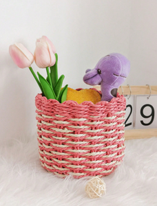 สินค้าขายดี - ตะกร้าเก็บของสีชมพูน่ารัก ตะกร้าหวายทะเล ผลิตจากโรงงาน ผลิตภัณฑ์ขายดี ผลิตในเวียดนาม - Product Image 2