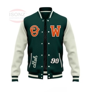 Chaqueta de lana de alta calidad para hombre, chaqueta Bomber de manga de cuero para Otoño e Invierno - Product Image 2