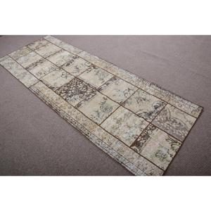 Vintage Rug, Runner 3,2x8,6 ft Turkish Rug, <b>Brown</b> Plants & trees <b>Wool</b> Rug - Product Image 4