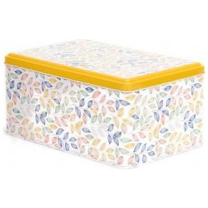 Boîte de rangement en métal à motif de feuille rectangulaire 170x260x120mm capacité de 5,1 L avec couvercle coulissant pour l'organisation de la maison ou du bureau - Product Image 1