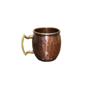 Handcrafted Super Quality Copper <b>Mugs</b> Hammered <b>Mugs</b> Stainless Steel Finishing With Brass Handle for Drinking - Product Image 5