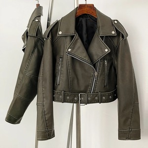 Chaqueta de cuero para mujer 2025 chaqueta básica abrigo mujer invierno motocicleta chaqueta PU cuero cremallera prendas de vestir exteriores - Product Image 4