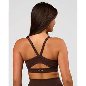 Soutien-gorge d'entraînement Momentum à fermeture éclair sur le devant D/DD/E - Chocolat chaud, crop top rembourré réglable - Product Image 2