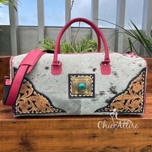 High Quality Custom Logo Hand Tooled <b>Leather</b> Travel <b>Bag</b> New Style Fashion Duffle with <b>Weekender</b> Zipper Portable for <b>Men</b> Women - Product Image 1