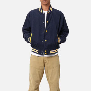 Veste bomber varsity streetwear d'hiver pour homme, fermeture, imperméable, écologique, motif à carreaux, logo frontal - Product Image 2