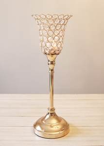 Bougeoir fait main en métal plaqué or avec support en aluminium fini brillant pour la décoration de la maison du salon - Product Image 2