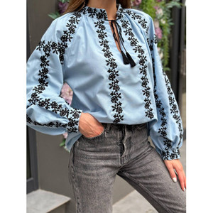 Blusa de algodón informal de nueva moda para mujer con mangas largas con logotipo bordado y patrón tejido Tops de verano de tacto agradable - Product Image 4