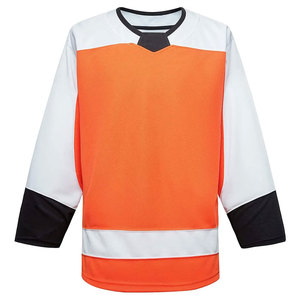 Maillots de hockey sur glace professionnels personnalisés coupe sublimée pour le gardien de but pratique col lacé noir - Product Image 1