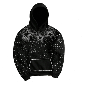 Sweat à capuche oversize vintage streetwear pour homme, personnalisable OEM, différents styles, vente en gros, avec pierres brillantes et strass, effet délavé à l'acide - Product Image 2