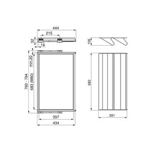 Scarpiera in metallo Emuca Stone Grey 800mm e Kit telaio con guide morbide per armadio regolabili - Product Image 5