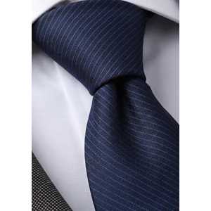 Blue <b>Navy</b> Striped Woven <b>Tie</b> Pocket Square Cufflink Set in Gift PU Leather Box <b>Navy</b> Blue False Collar Accessories - Product Image 4