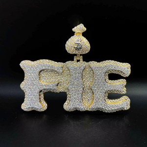 Colgante Personalizado de Acero Inoxidable con Incrustaciones de Diamantes de Imitación CZ, Estilo Hip Hop, Chapado en Rodio - Product Image 1