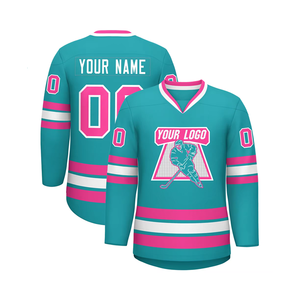 Camiseta de hockey sobre hielo personalizada, último estilo, púrpura, blanco y gris, sublimación, conjunto de nombre del equipo OEM - Product Image 6