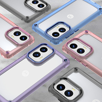 Coque arrière antichoc semi-transparente en TPU + acrylique avec boutons électroplaqués, cadre de protection métallique pour objectif, design couleur unie pour téléphones