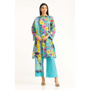Traje Casual Azul de 3 Piezas con Estampado para Mujer, para Oficina o Temporada de Verano, Decorado con Botones - Product Image 2