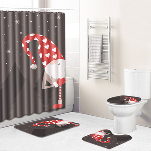 Custom Printed Valentine <b>Bathroom</b> Rug <b>Set</b> for <b>Bathroom</b> Non-Slip Shower Curtain Bath <b>Mat</b> - Product Image 4