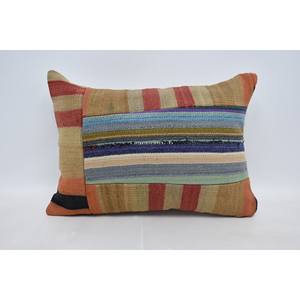 Multicolor Wool Kilim 20x28 Inch Decorative Accent Pillow Luxury Woven <b>Cushion</b> with Vintage Leaves Pattern - Product Image 1