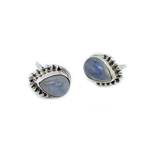 Lê taxi thạch anh tím & cầu vồng đá quý Stud bông tai 925 sterling bạc với bạc mạ bezel thiết lập Stud bông tai cho phụ nữ. - Product Image 4