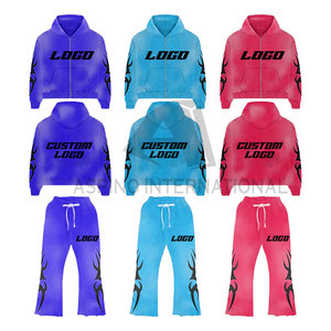 Comprar personalizado de la mejor calidad de talla grande pulóver sudaderas con capucha ropa de calle chándal ropa personalizada lavado ácido pantalones de chándal acampanados hombres - Product Image 3