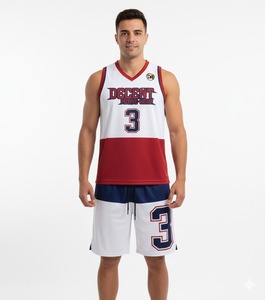 Maillot de basket-ball unisexe personnalisé en gros de haute qualité 100% polyester 300g imprimé par transfert de chaleur respirant antibactérien rapide - Product Image 2