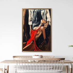 Modern Printed <b>Canvas</b>: Romantic Couple Wall Decor - Bedroom Art,Gold <b>Framed</b> - Product Image 1