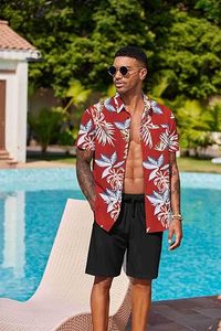 Casual <b>Suit</b> <b>Men's</b> Quick Drying Hawaiian Beach <b>Suit</b> <b>Men's</b> Short Sleeved <b>Floral</b> Shirt Beach Shorts Two-piece Set Casual Sets - Product Image 4