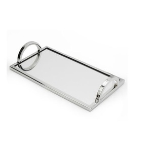 Venta caliente Cocina Catering Usado Servidor Bandeja Pastel Pasta Pizza Servir Bandeja de metal decorativa Acabado gris Bandeja de metal de lujo - Product Image 6