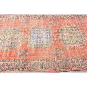 Tapis turc vintage 4,4x12,1 pi (135x370 cm), tapis en laine rouge à motifs floraux - Product Image 5