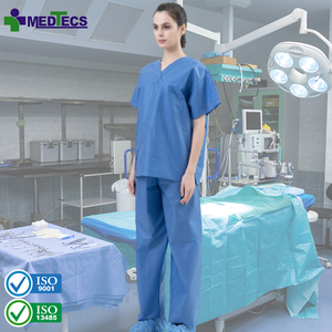 ISO 9001 fournisseur de blouses médicales hôpitaux ensembles avec étiquette privée uniforme de gommage chirurgical jetable - Product Image 1