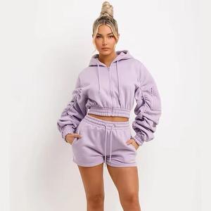 Ensemble de survêtement unisexe 2025 pour femme, style crop top et sweat à capuche uni, personnalisable avec logo, vierge - Product Image 5