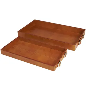 Bandeja organizadora de cuero PU negro de moda Bandeja decorativa para servir Almacenamiento en la cabecera a un precio asequible - Product Image 4