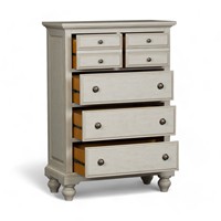 Commode à 6 tiroirs en bois massif blanc antique, style scandinave moderne du milieu du siècle, construction à tenons et mortaises, pour chambre à coucher et salon