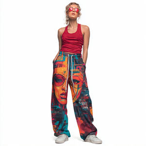 Pantalones Deportivos Sublimados OEM para Mujer, Pantalones de Chándal con Estampado de Moda Urbana para Invierno, Pantalones de Pijama de Felpa de 450 GSM - Product Image 4