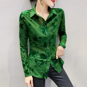 Camisas a cuadros de manga larga para mujer, blusa con bolsillo abotonado azul, blusas Retro informales con cordón y capucha, Camisas - Product Image 1