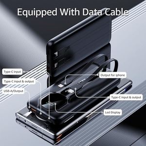 Batería Externa con Logotipo OEM, 20000 mAh, Nuevo Diseño, Carga Rápida PD de 22.5 W, Cable Integrado, Pantalla LED Digital, Estación de Energía - Product Image 3