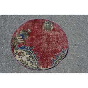 Tapis Vintage Rouge Beige 2,5x2,3 pieds Tapis Turcs - Product Image 4