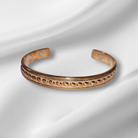 Ensemble de bracelet et bague en cuivre pur de qualité supérieure, design sculptural antique et moderne - Aide à réduire l'inflammation de l'arthrite